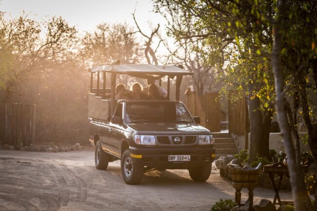 Safari vehicle ready to depart lodge